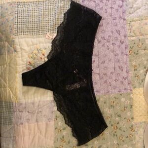 Black lace thong panty Victoria secret
